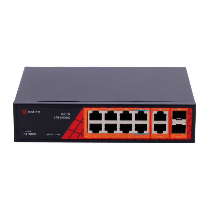 Управляемый гигабитный PoE коммутатор SAFIRE SF-SW1208HIPOE-GF-120