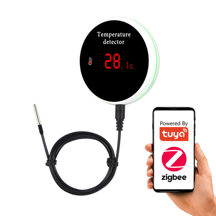 Inteliģentā czujnik temperatury hermetyczna sonda 3m Ekran ZigBee TUYA