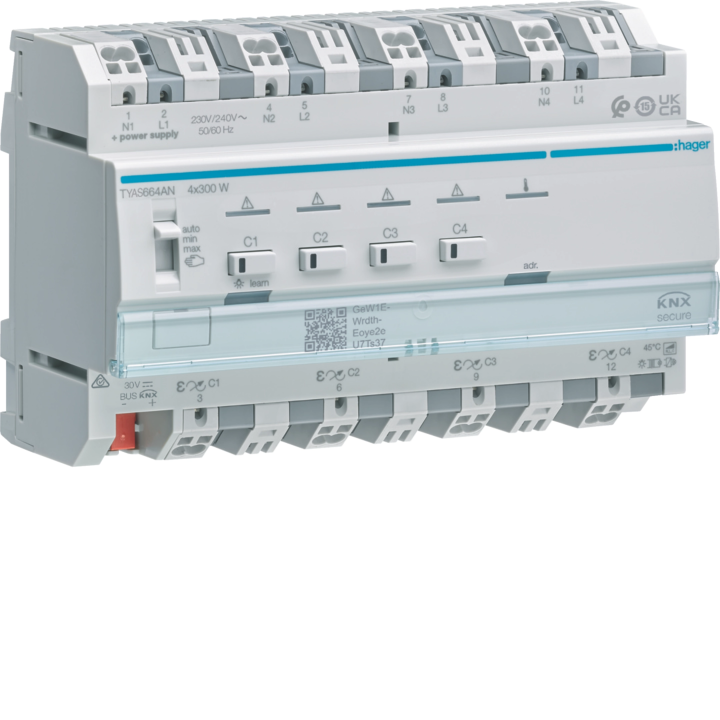 Hager TYA663AN KNX Smart Dimmer 4 Channels 300W