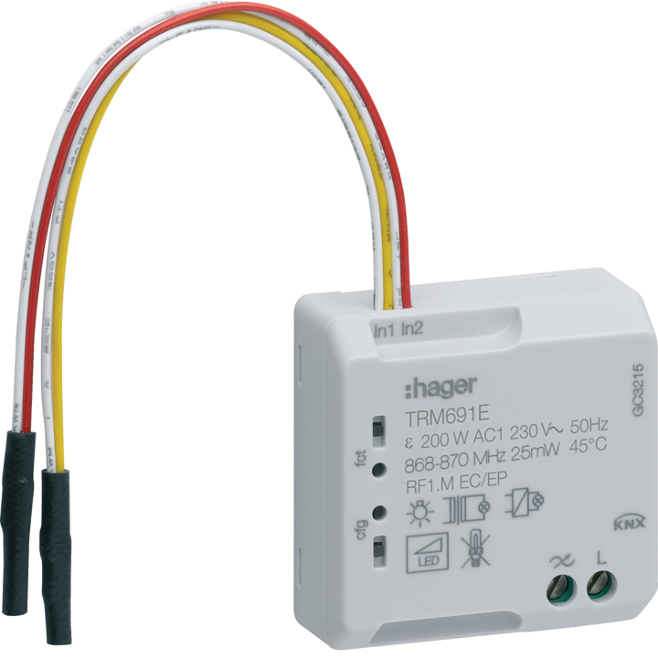 Hager TRM691E KNX 1-FM Dimmer 200W 2-Wire + 2 Inputs