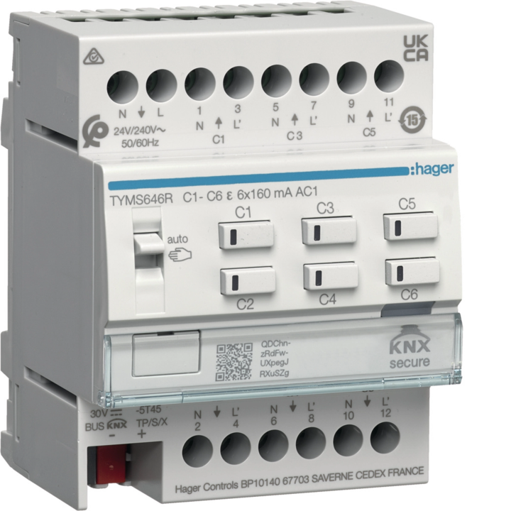 Hager TYMS646R KNX Heating Actuator 6-Channel 24/230V