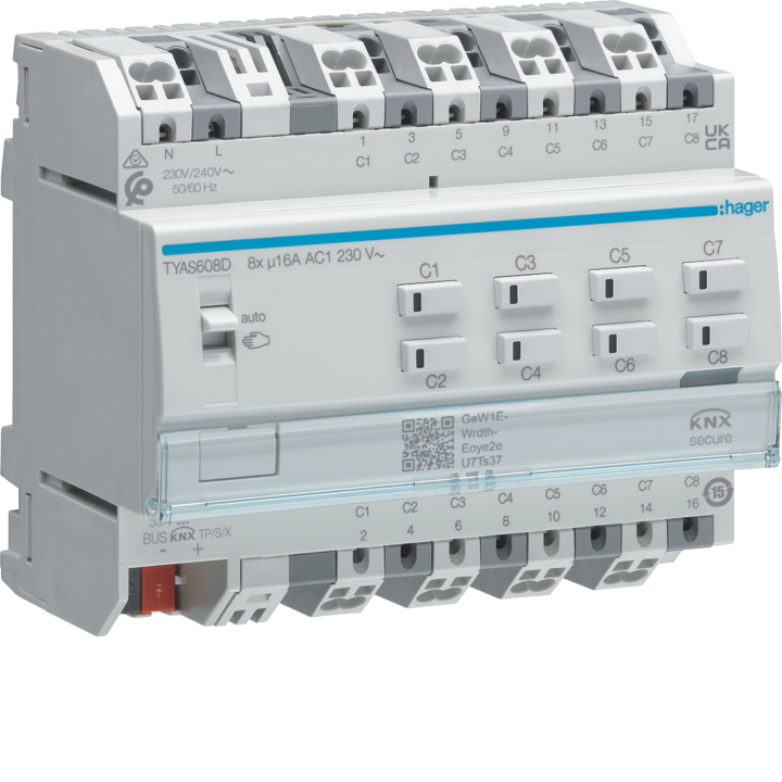 Hager TYAS608D 8-fold Output Module 16A C-Load Adapted