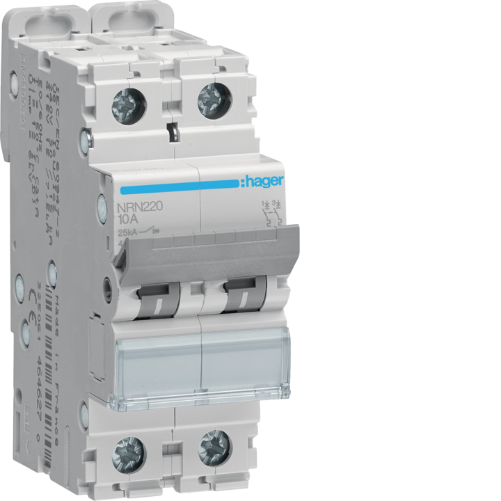 Автоматический выключатель Hager NRN220 MCB, 2P, 25kA, C-20A, 2M