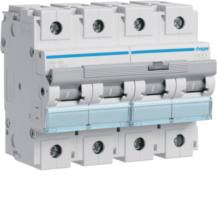 Автоматический выключатель Hager HMF490 MCB, 4P 15kA D-100A, 6 м