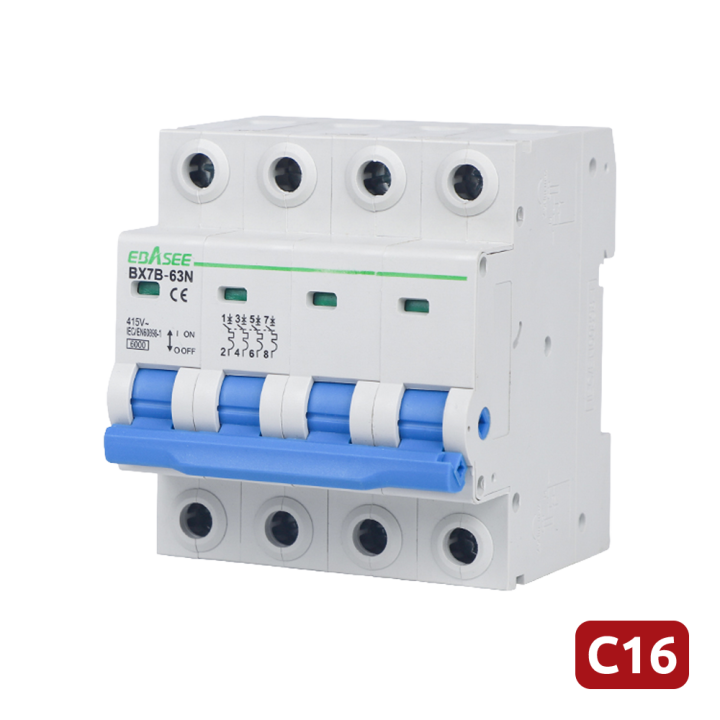 MARCA BLANCA BX7B-63N-16A-4P 16A 4-Pole Miniature Circuit Breaker MCB