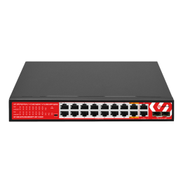 Коммутатор SAFIRE SF-SW16FE2GE2MGSFP-2BT-240W с поддержкой PoE+, 16 портов PoE, 2 Gigabit Uplink, 2 SFP, 240W