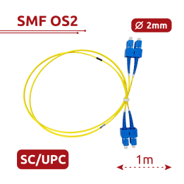 SAFIRE SC-UPC-SC-UPC-OS2-DX-1M-Y 1m OS2 optiskais kabelis