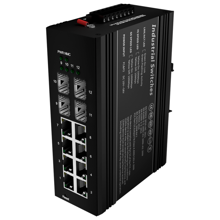 MARCA BLANCA SW1208HIPOE-MGF-240-DIN Managed PoE Switch 11 Ports Gigabit 240W DIN Rail