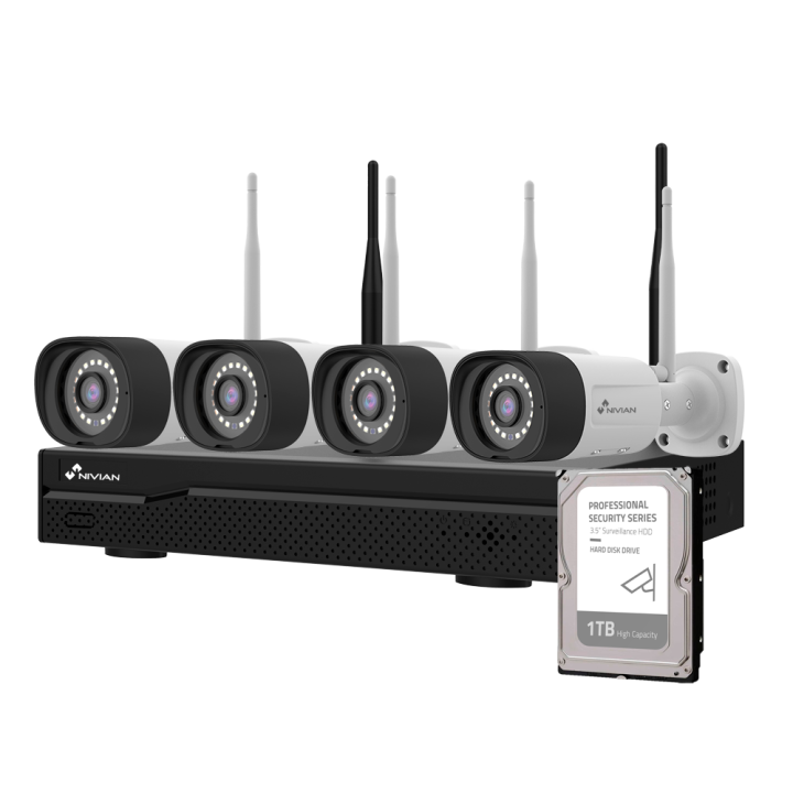 NIVIAN RETAIL NV-KIT1630W6-4CAM-1TB 4-Channel PoE CCTV Kit with 4 Cameras and 1TB NVR