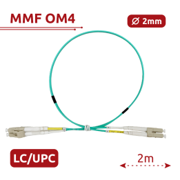 SAFIRE SF-LC-UPC-LC-UPC-OM4-DX-2M-A Duplex Fiber Optic Patch Cable 2m