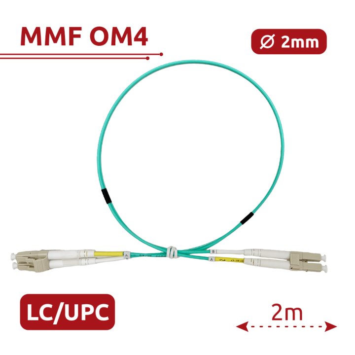 SAFIRE SF-LC-UPC-LC-UPC-OM4-DX-2M-A Duplex Fiber Optic Patch Cable 2m