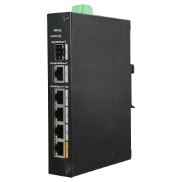 DAHUA XS-SW0604HIPOE-F-60-DIN 5-Port Managed PoE Switch, 4 PoE Ports, 60W Budget, DIN Rail
