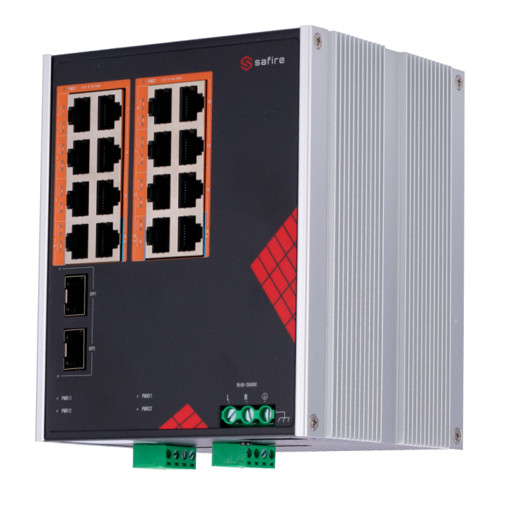 SAFIRE SF-SWI1816HIPOE-GF-AC-260-DIN PoE+ коммутатор 11 портов 260 Вт