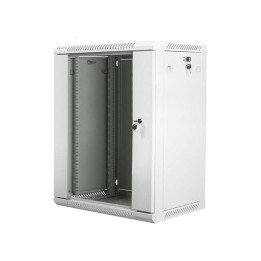 Lanberg 19" Wall-Mount Rack Cabinet 15U/600x450 V2 Grey, Glass Door (Flat-Pack)