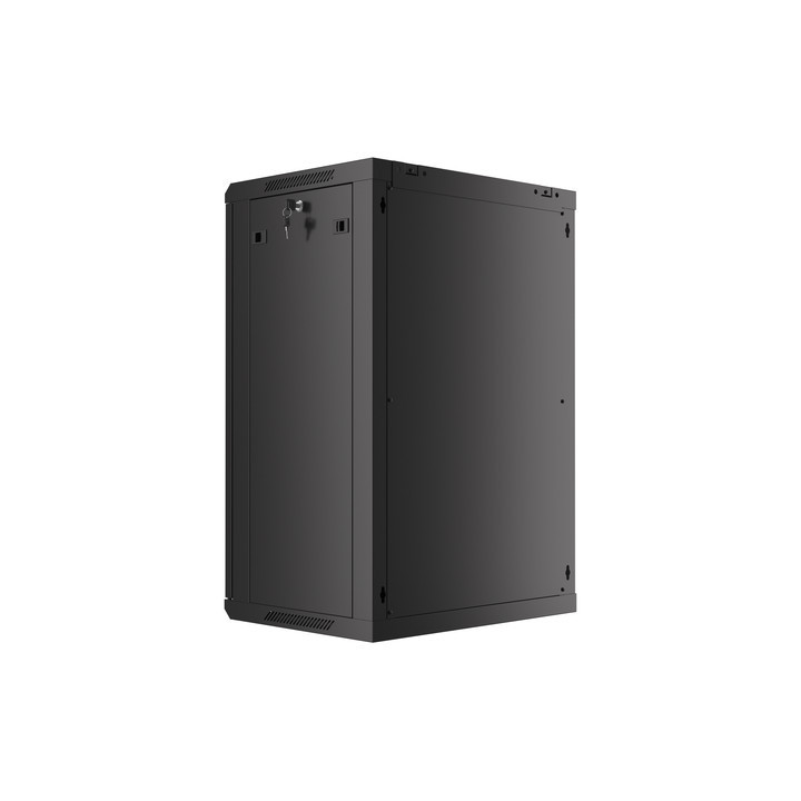Lanberg :: Rack Cabinet 19” Sienas stiprinājums 18U/600X450 (plakans iepakojums) V2 Melns, Stikla durvis
