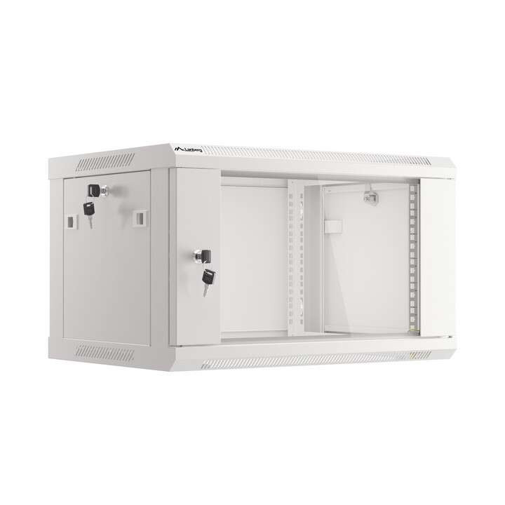 Lanberg :: Rack Cabinet 19” Sienas stiprinājums 6U/600X450 (plakans iepakojums) V2 pelēks, stikla durvis
