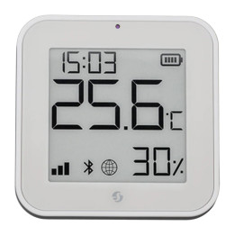 Shelly BLU H&T displejs ZB – temperatūras, mitruma un gaismas sensors ar e-papīra displeju, Zigbee, Bluetooth, balts