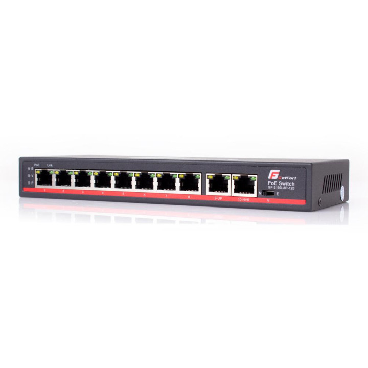 PoE коммутатор GETFORT GETFORT-110D-8P-120 на 8 портов PoE+, 120W