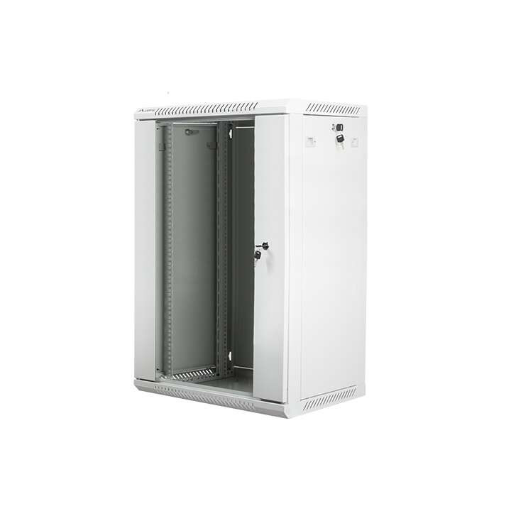 Lanberg :: Шкаф-стойка 19 дюймов для настенного монтажа 18U/600X450 (плоский корпус) V2 Серый, Стеклянная дверь
