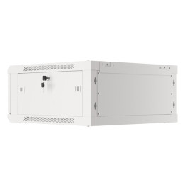 Lanberg :: Шкаф-стойка 19 дюймов для настенного монтажа 4U/600X450 (плоский корпус) V2 Серый, Стеклянная дверь