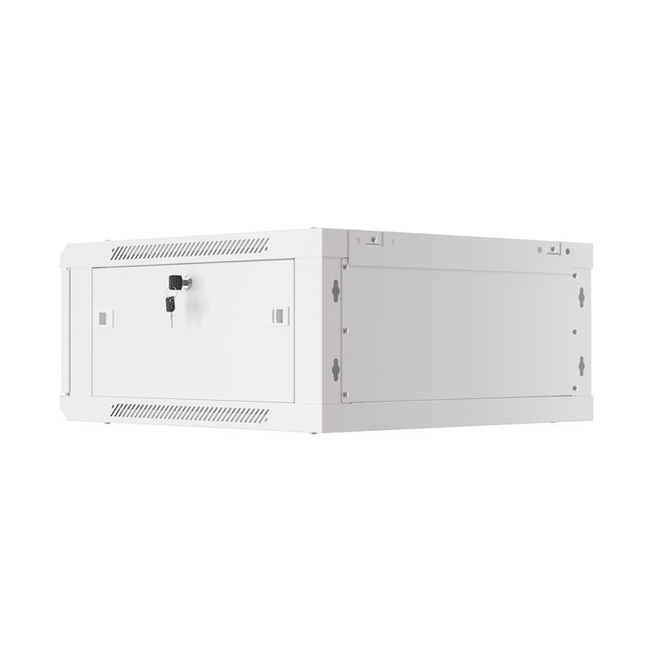 Lanberg :: Шкаф-стойка 19 дюймов для настенного монтажа 4U/600X450 (плоский корпус) V2 Серый, Стеклянная дверь