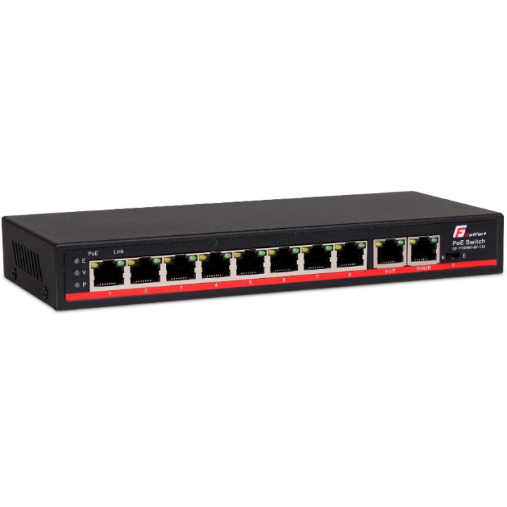 Коммутатор GETFORT-110DWH-8P-120 GETFORT на 8 портов Fast Ethernet PoE с 2 портами восходящей связи, Hi-PoE 120W