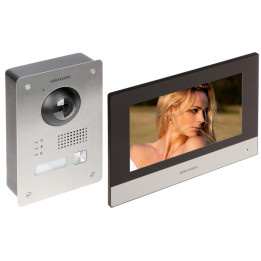 Hikvision DS-KIS703Y-P Divu vadu IP video domofona komplekts 2MP IP65 Nerūsējošais tērauds