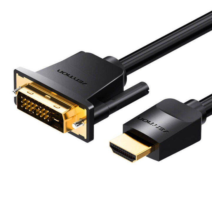 Кабель HDMI до DVI (24+1) Vention ABFBI 3м, 4K 60Гц/1080P 60Гц (Черный)