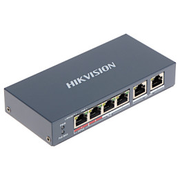 ПЕРЕКЛЮЧАТЕЛЬ POE DS-3E0106HP-E 4 ПОДКЛЮЧЕНИЯ Hikvision