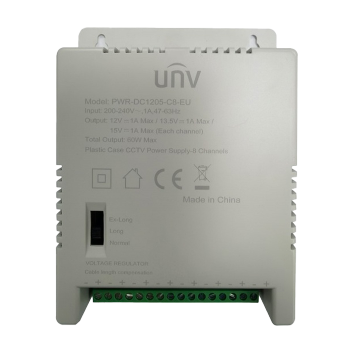 UNIVIEW UV-PWR-DC1205-C8-EU 12В 5А DIN блок питания
