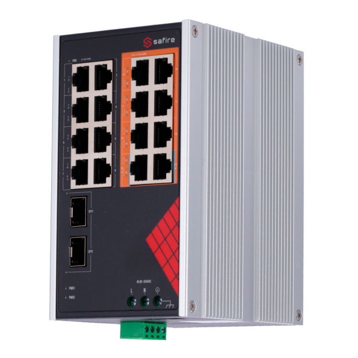 SAFIRE SF-SWI1808HIPOE-GF-AC-130-DIN 11-портовый PoE+ коммутатор
