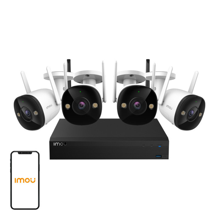 UZRAUDZĪBAS KOMPLEKTS/NVR1104HS-W-S2/4-F22 Wi-Fi, 4 KANĀLU HDD 1 TB — 1080p 2,8 mm IMOU