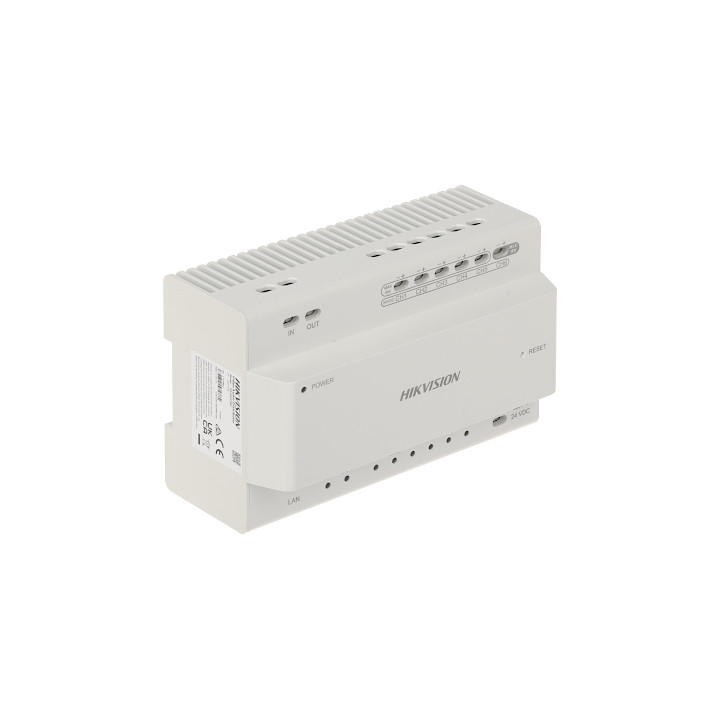 Hikvision DS-KAD706Y Divu vadu sadalītājs piekļuves kontrolei, DIN sliedes stiprinājums, barošanas avots