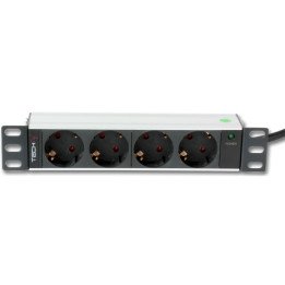 Techly I-CASE M10-4D 10" 1U 4x Schuko strāvas sloksne 3500W