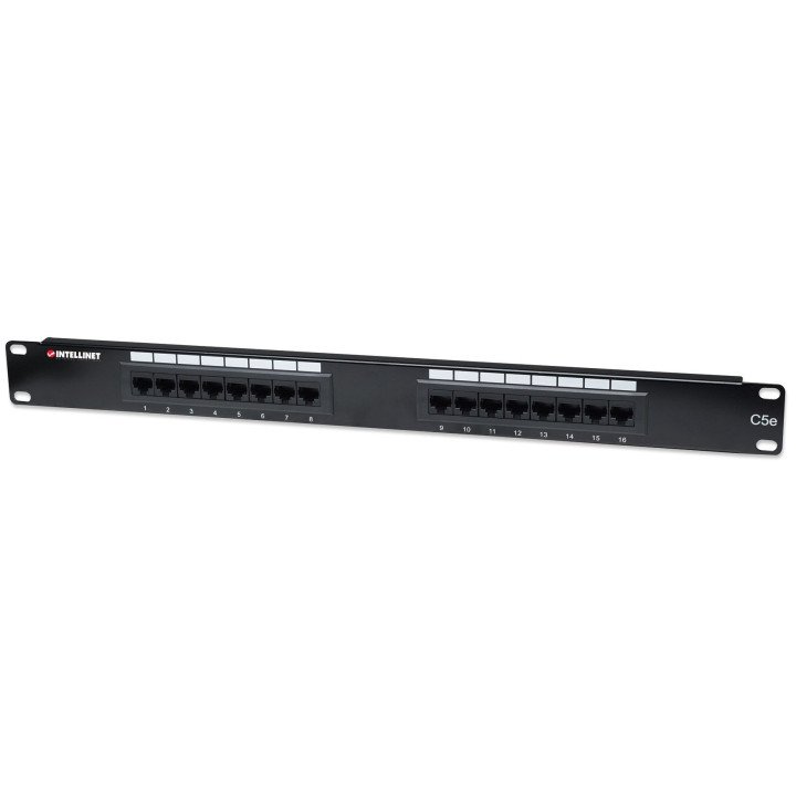 Intellinet 513548 Cat5e UTP 16 portu panelis 1U melns