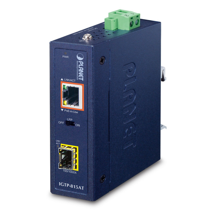 PLANET IGTP-815AT Промышленный PoE+ медиаконвертер