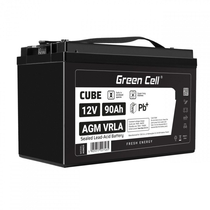 Green Cell AGM12V90AH-J 12V 90Ah AGM akumulators IP54