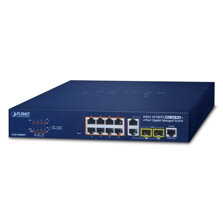 PLANET FGSD-1008HPS PoE+ управляемый коммутатор 8 портов 120W