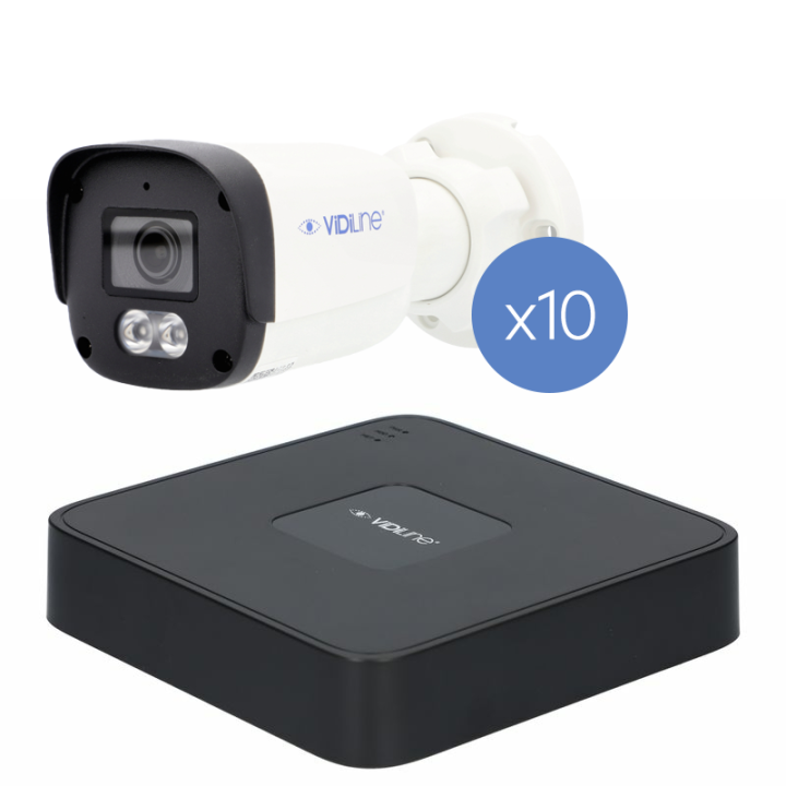 VidiLine 32TV2-6110-ZES-10 IP Surveillance Kit with 10 Full HD Cameras and 4K NVR
