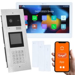 Genway KIT-F-M91-V1301-ALL2 Multi-Family Video Intercom Kit for 3 Families, Code/Card/Key Fob Entry, Tuya Smartphone App