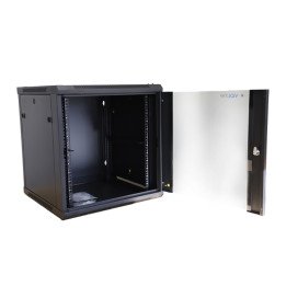 VidiLine R19-12U/450-WS_V2 12U Wall-Mounted 19" Rack Enclosure, Tempered Glass Door, 60 kg Capacity