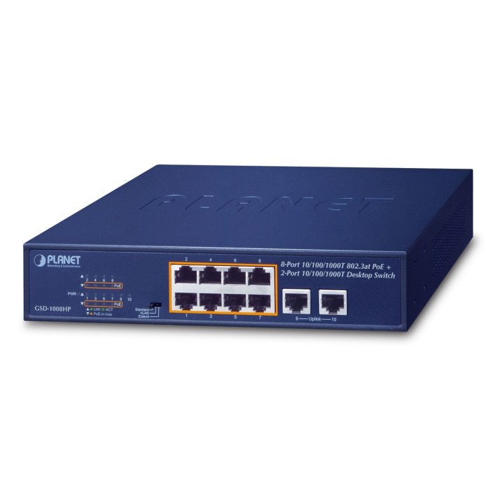 PLANET GSD-1008HP 8 portu PoE+ slēdzis 120W