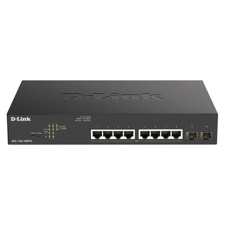 D-Link DGS-1100-10MPV2 управляемый PoE коммутатор 8 портов Gigabit
