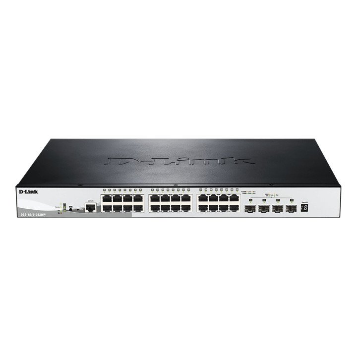 D-Link DGS-1510-28XMP управляемый PoE коммутатор 24 PoE+ 4 SFP