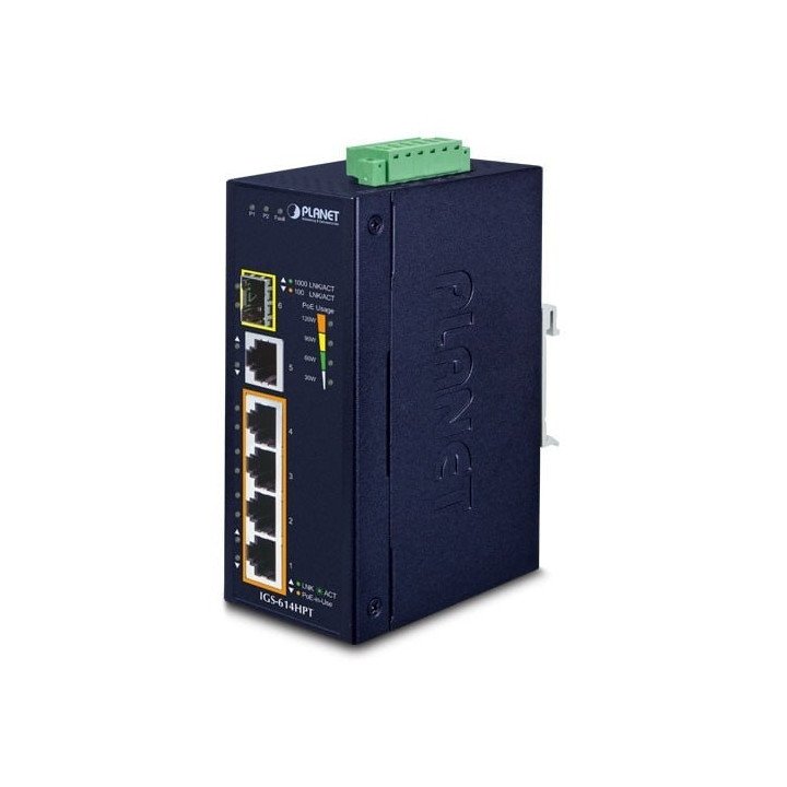PLANET IGS-614HPT Industriālais PoE+ slēdzis 4 porti Gigabit