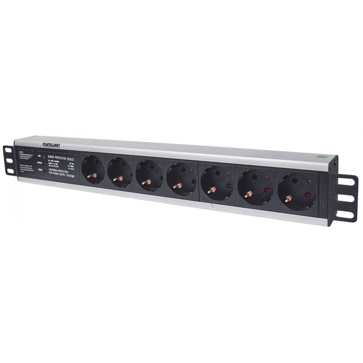 Intellinet 714006 19" 1.5U Rackmount Strāvas Sloksne 7 Ligzdas
