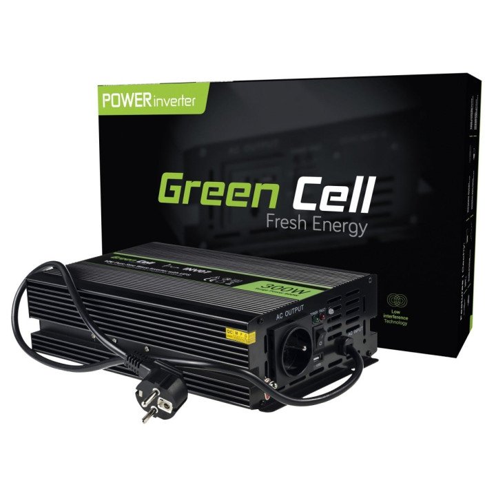 Green Cell INV07 300Вт чистый синус инвертор 12В-230В