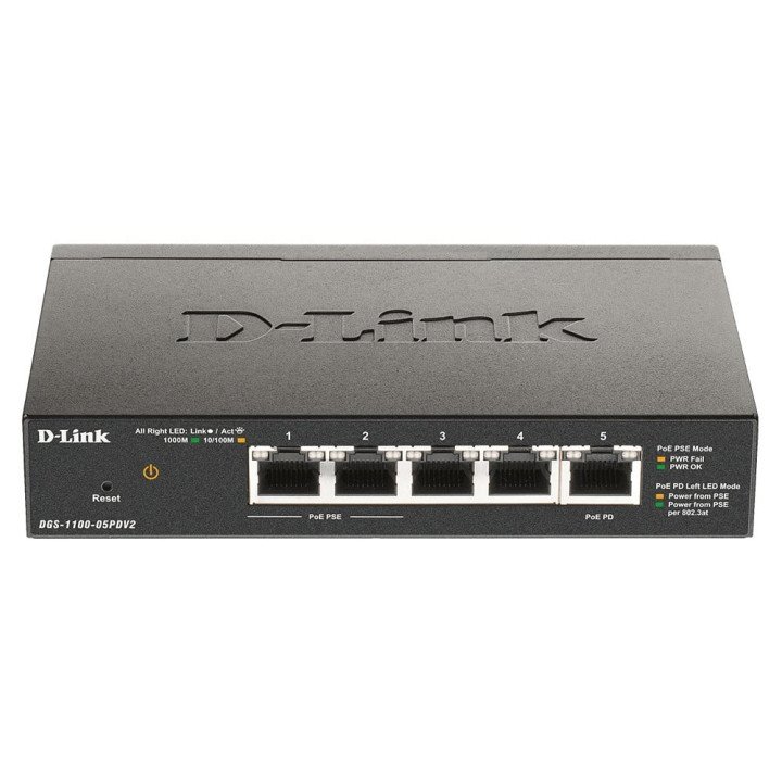 D-Link DGS-1100-05PDV2 управляемый PoE коммутатор 5 портов
