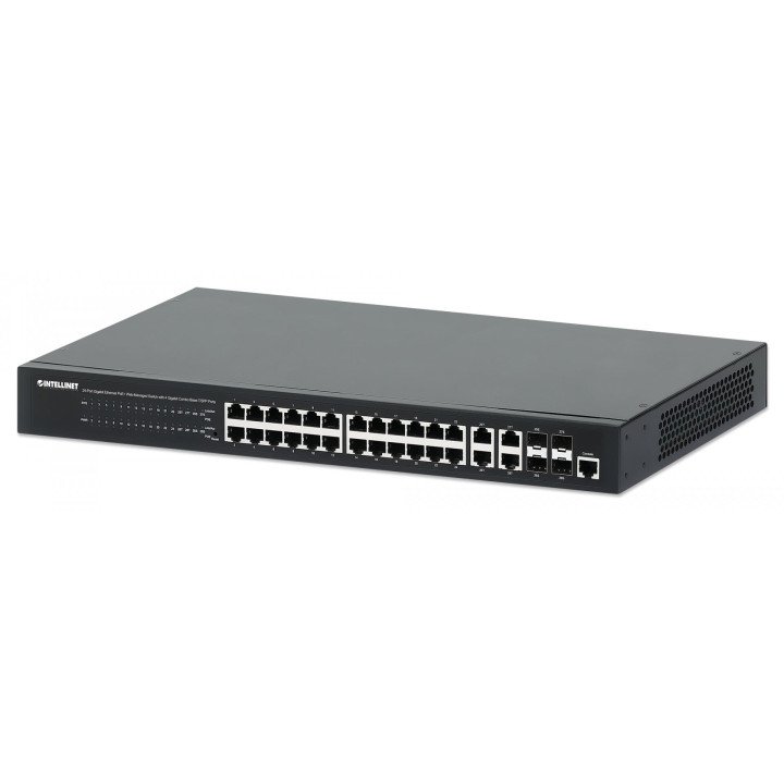 Intellinet 561426 24 portu PoE+ slēdzis 4 SFP