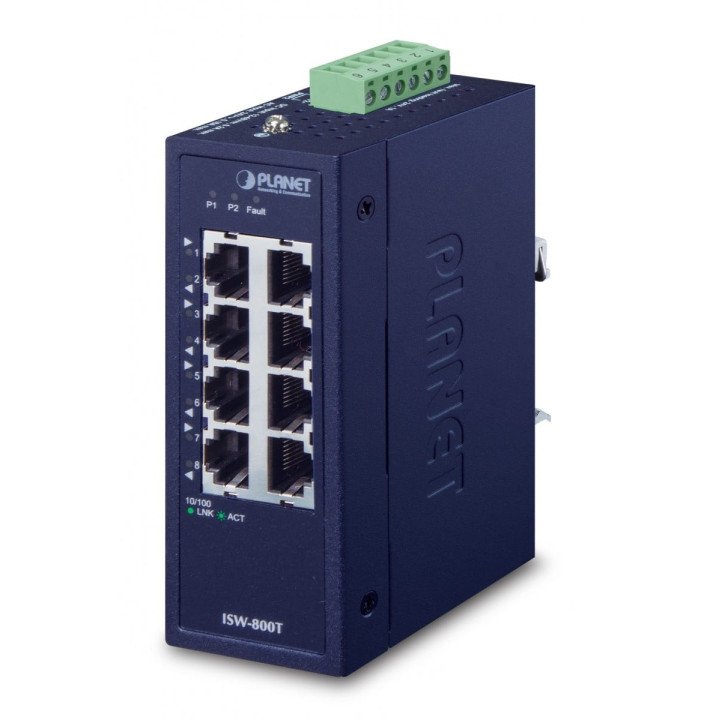 PLANET ISW-800T 8-портовый коммутатор Fast Ethernet IP30